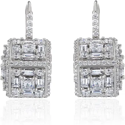 Mindi Mond Clarity 3d Mega Halo Diamond Drop Earrings In Metallic