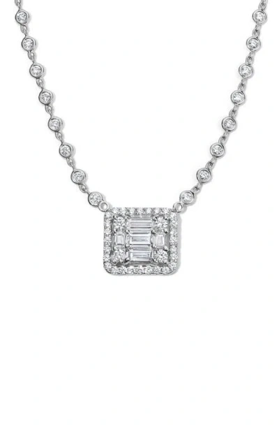 Mindi Mond Clarity³ All Diamond Halo Cube 18k White Gold Pendant Necklace In Pink