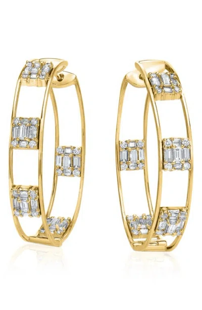 Mindi Mond Clarity Inside Out Diamond Hoop Earrings In Yellow Gold/diamond