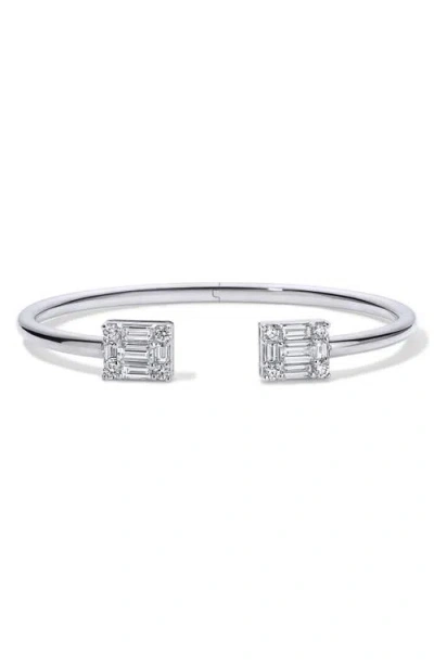 Mindi Mond Clarity Petite Diamond Open Bangle Bracelet In Silver