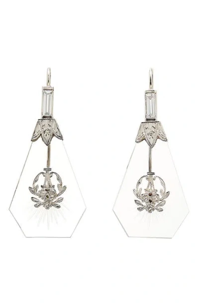 Mindi Mond Crystal Drop Earrings In Platinum