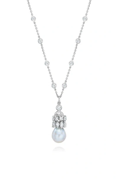 Mindi Mond Cultured Pearl & Diamond Pendant Necklace In 18kwg