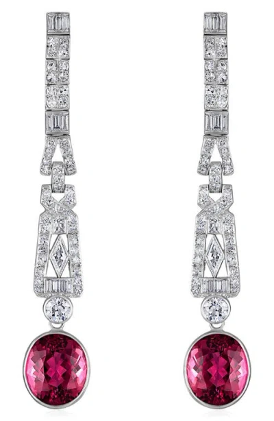 Mindi Mond Deco Dangle Tourmaline & Diamond Drop Earrings