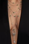 Mindi Mond Emerald & Diamond Gatsby Chain Necklace In Platinum