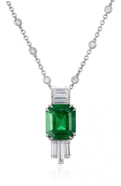 Mindi Mond Emerald & Diamond Pendant Necklace In White/ Emerald/ Diamond