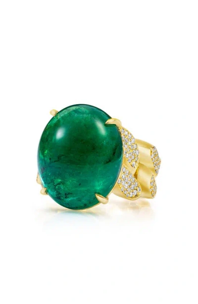 Mindi Mond Colombian Emerald & Diamond Ring In Gold/emerald