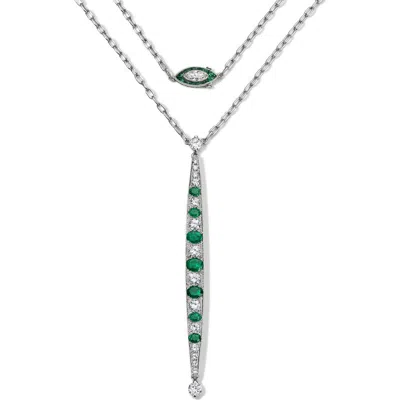 Mindi Mond Emerald & Diamond Sautoir Necklace In 18k White Gold