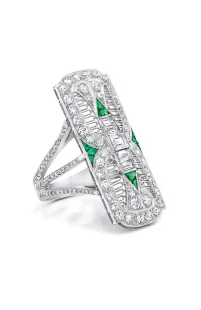 Mindi Mond Filigree Diamond & Emerald Dinner Ring