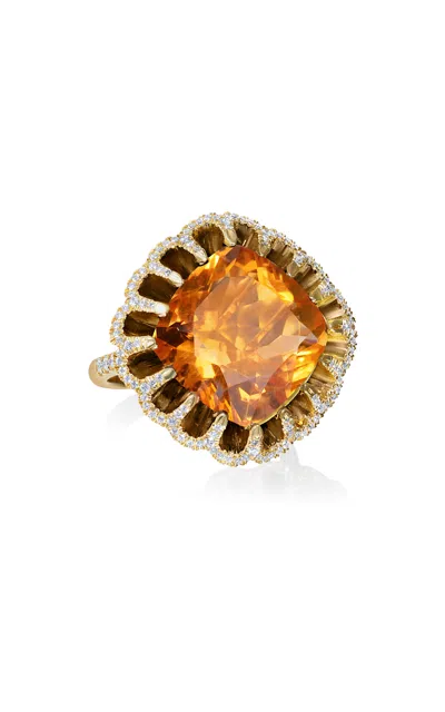 Mindi Mond Floating 18k Yellow Gold; Citrine And Diamond Ring