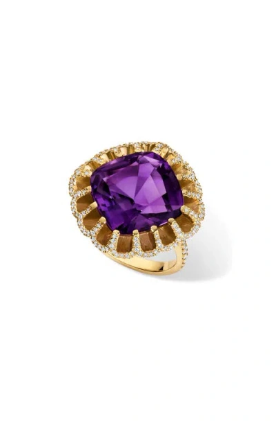 Mindi Mond Floating Amethyst & Diamond Pavé Cocktail Ring In Pattern