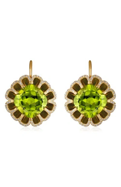 Mindi Mond Floating Peridot & Diamond Drop Earrings In Gold/peridot/diamond