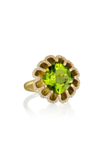 Mindi Mond Floating Peridot & Diamond Ring In Gold