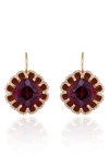 Mindi Mond Floating Rhodolite Garnet & Diamond Drop Earrings In Rose/ Diamond/ Garnet