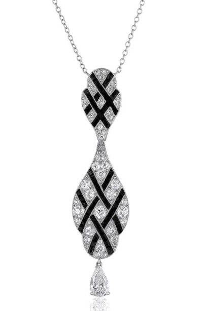 Mindi Mond Geometric Onyx & Diamond Pendant Necklace In Plat