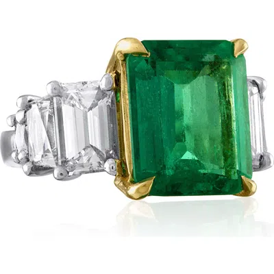 Mindi Mond Icon 18k Gold & Platinum Emerald & Diamond Ring