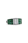 Mindi Mond Icon Baguette Diamond & Colombian Emerald Ring In Platinum