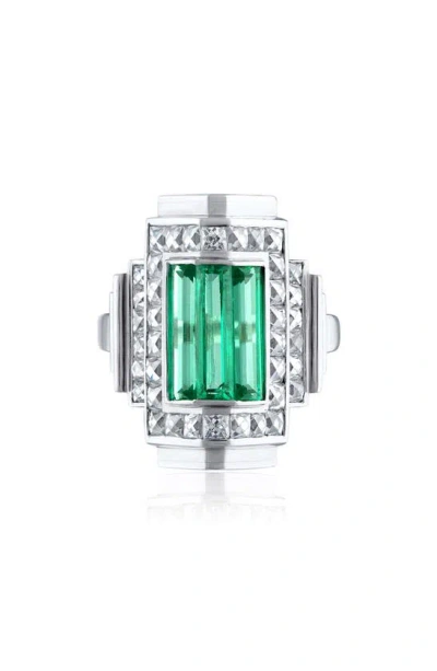 Mindi Mond Icon Colombian Emerald & Diamond Step Ring In Metallic