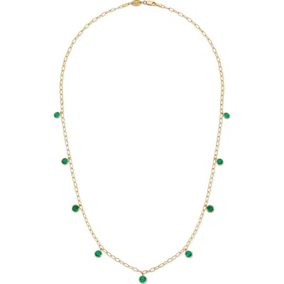 Mindi Mond Icon Colombian Emerald Drop Tinsel Necklace In 18k Yellow Gold