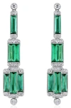 Mindi Mond Icon Towering Step Emerald & Diamond Chandelier Earrings In Platinum/ Emerald