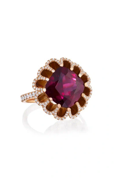 Mindi Mond Imperial Hues Garnet & Diamond Ring In 18k Rose Gold