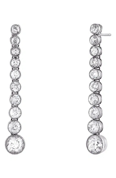 Mindi Mond Milgrain Bezel Diamond Linear Drop Earrings In Platinum