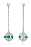 Mindi Mond Mismatch Diamond & Emerald Linear Drop Earrings In Platinum/diamond/emerald