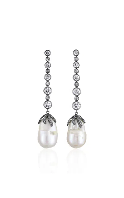 Mindi Mond New York 18k White Gold Pearl Diamond Earrings