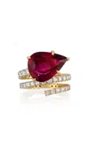 Mindi Mond New York 18k Yellow Gold Rubellite And Diamond Ring In Yellow