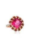Mindi Mond New York Floating 18k Rose Gold Pink Tourmaline And Diamond Ring