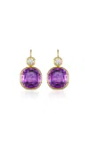 Mindi Mond New York Imperial 18k Yellow Gold Amethyst; Diamond Earrings In Purple