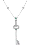 Mindi Mond New York Platinum Diamond Emerald Necklace In Metallic