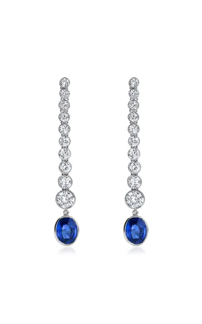 Mindi Mond New York Platinum Sapphire And Diamond Earrings In Gray