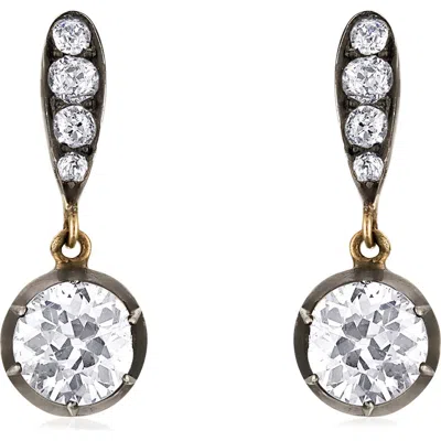 Mindi Mond Old European Drop Earrings In Silver/14k Yellow Gold