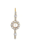 Mindi Mond Old Mine Cultured Pearl & Diamond Single Linear Drop Earring In Gold