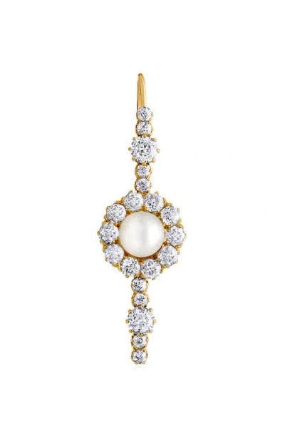 Mindi Mond Old Mine Cultured Pearl & Diamond Single Linear Drop Earring In Gold