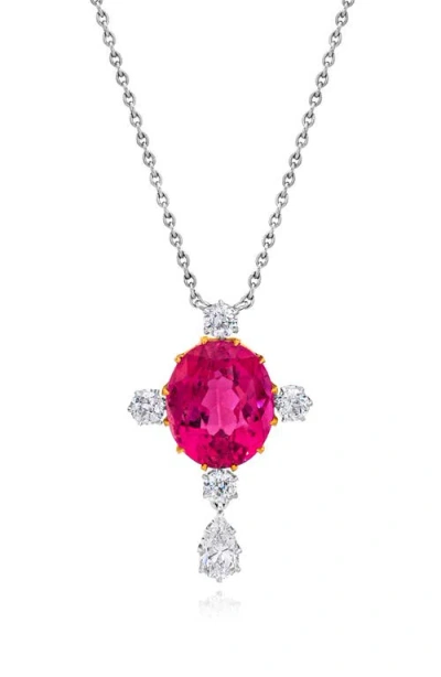Mindi Mond Pink Tourmaline & Diamond Necklace In Pnk Tour/18k Yg/plat