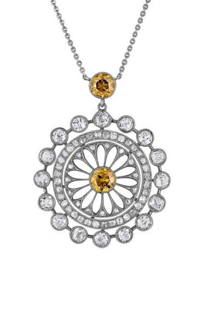 Mindi Mond Reconceived Edwardian Filigree Diamond Pendant Necklace In White Gold/ Platinum/ Diamond