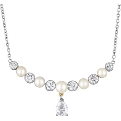 Mindi Mond Reconceived Victorian Diamond & Pearl Necklace In Gold/platinum/diamond