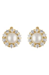 Mindi Mond Reconceived Victorian Pearl & Diamond Stud Earrings In Gold/diamond/pearl