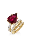 Mindi Mond Rubellite & Diamond Spiral Ring