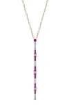 Mindi Mond Ruby & Diamond Crisscross Pendant Necklace In Gold/platinum/diamond