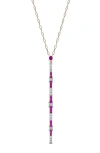 Mindi Mond Ruby & Diamond Crisscross Pendant Necklace In Gold/platinum/diamond/ruby