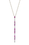 MINDI MOND RUBY & DIAMOND CRISSCROSS PENDANT NECKLACE