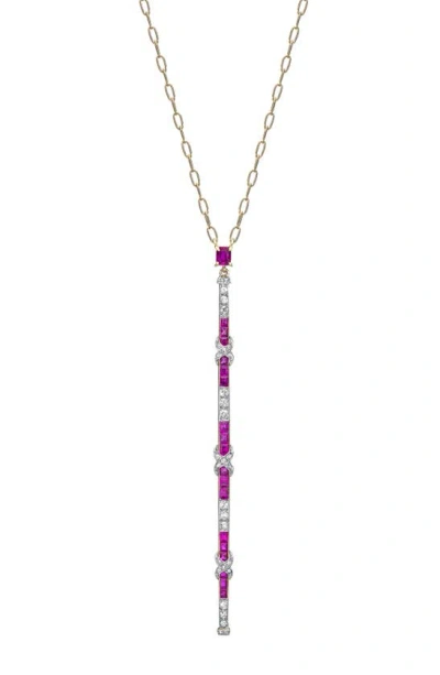 Mindi Mond Ruby & Diamond Crisscross Pendant Necklace In Metallic