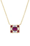 Mindi Mond Ruby & Diamond Cube Pendant Necklace In Yellow Gold/ Diamond/ Ruby