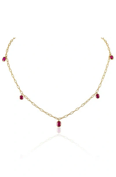 Mindi Mond Ruby Tinsel Charm Chain Necklace In Yellow Gold/ Ruby