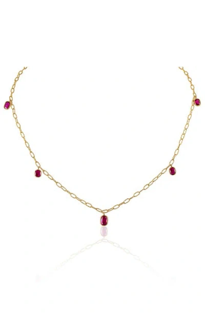 Mindi Mond Ruby Tinsel Charm Chain Necklace In Gold