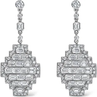 Mindi Mond Skyscraper Baguette Diamond Chandelier Earrings