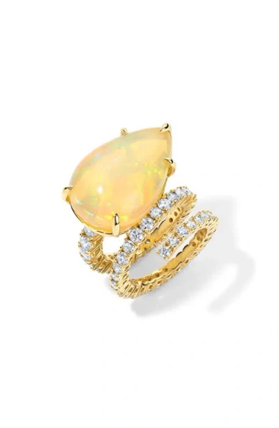 Mindi Mond Teardrop Opal & Diamond Wraparound Ring In Gold