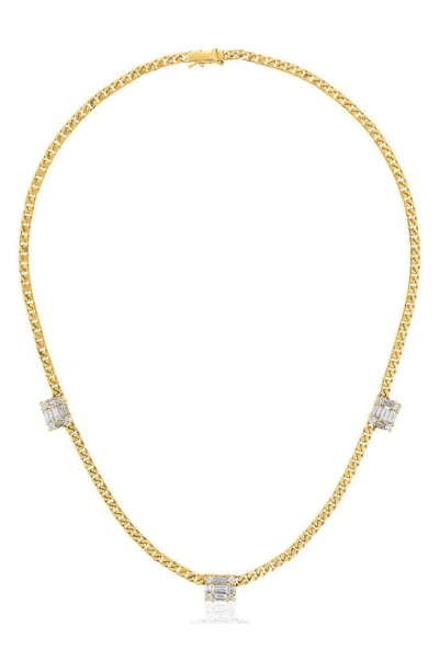 Mindi Mond Triple Clarity Link Necklace In Gold